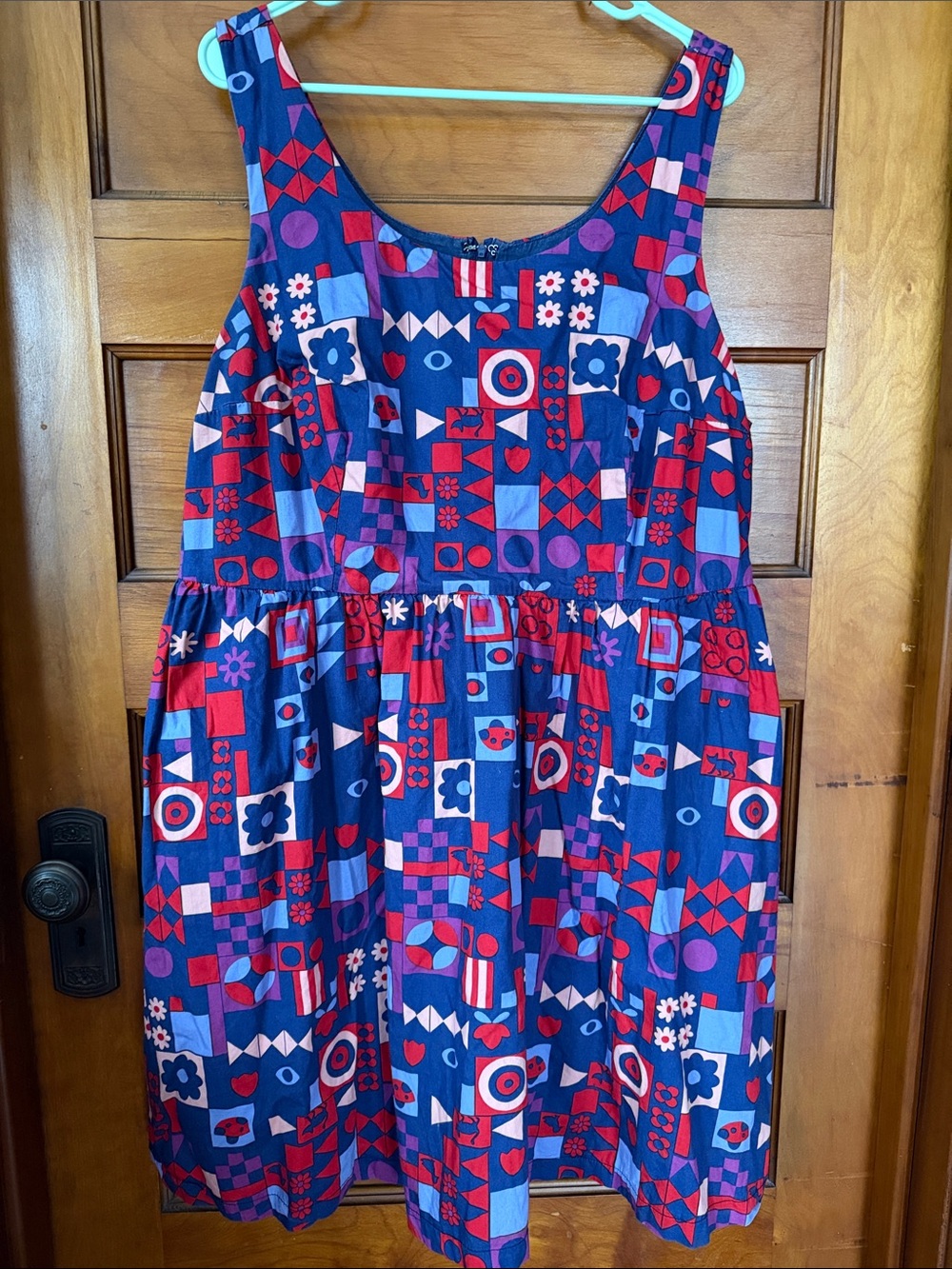 ModCloth Navy, Red & Pink Geometric Sundress